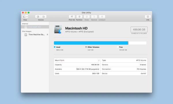 Kiểm tra trong Disk Utility